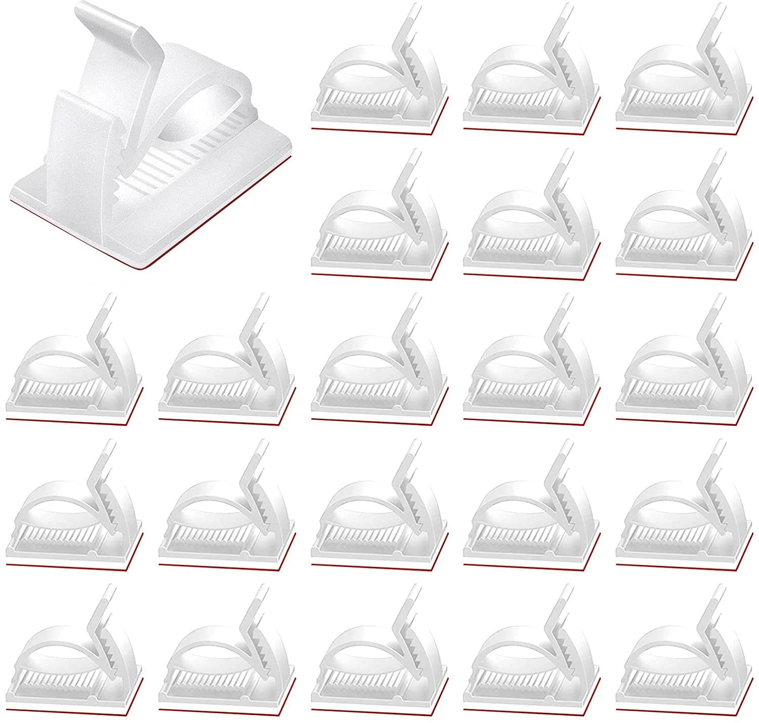 50 Pieces Adjustable Cable Clips with Strong Self-Adhesive (White)