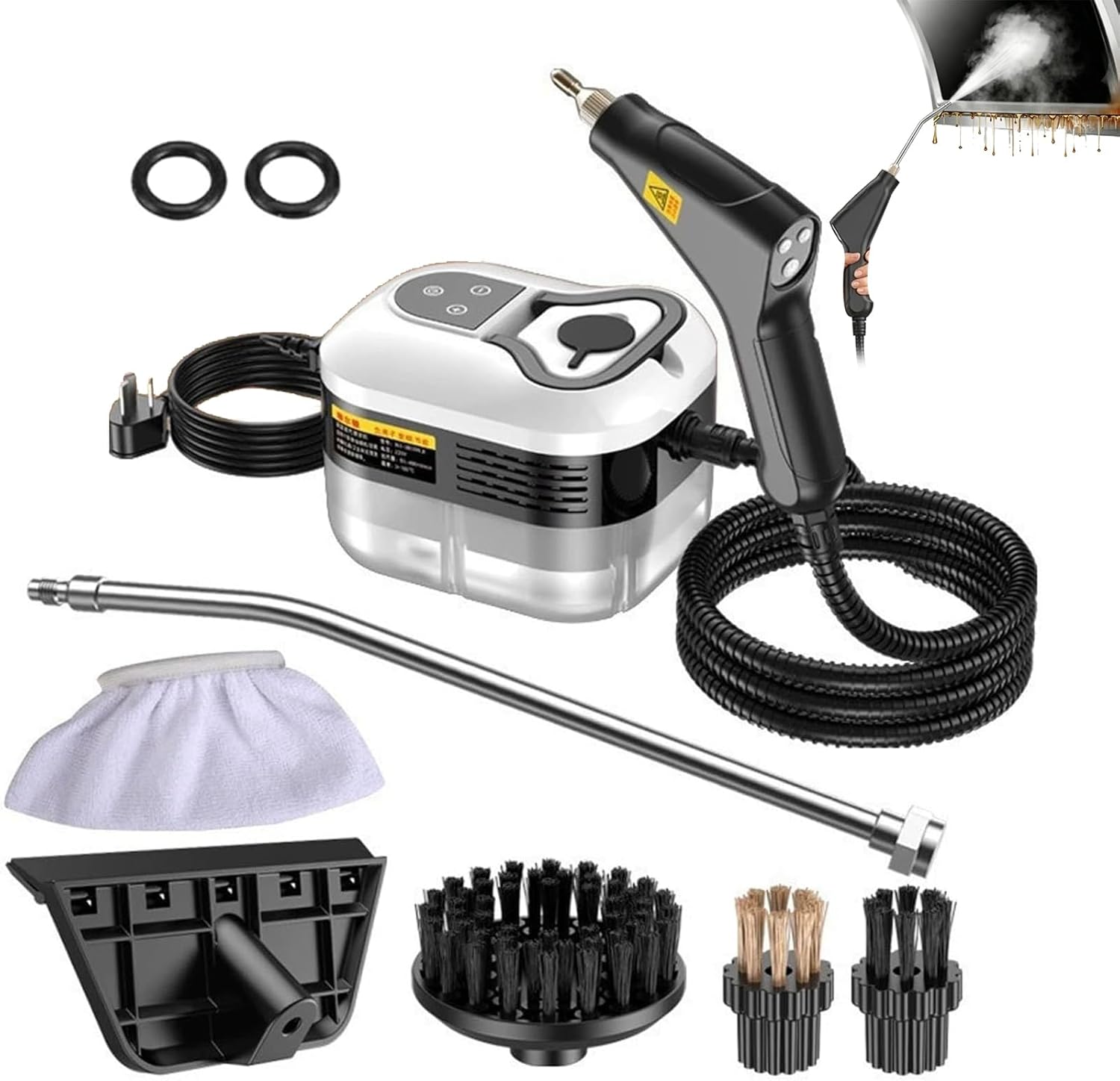 Alessentials Steam Cleaner, 2500w Handheld High-Temperature Pressurized Steam Cleaner, 6 Level Adjustable, 15s Heat-Up Handheld Steamer for Cleaning (White)