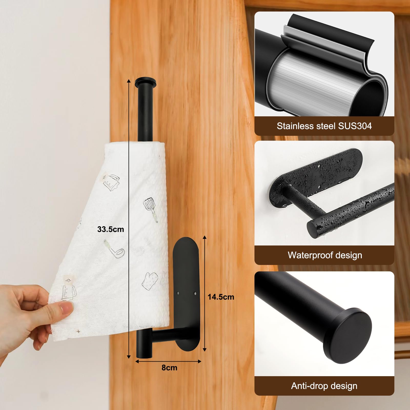 Porte Sopalin, Porte Essuie Tout, Porte Rouleau Papier Cuisine Auto-Adhésif Ou À Percer, Porte