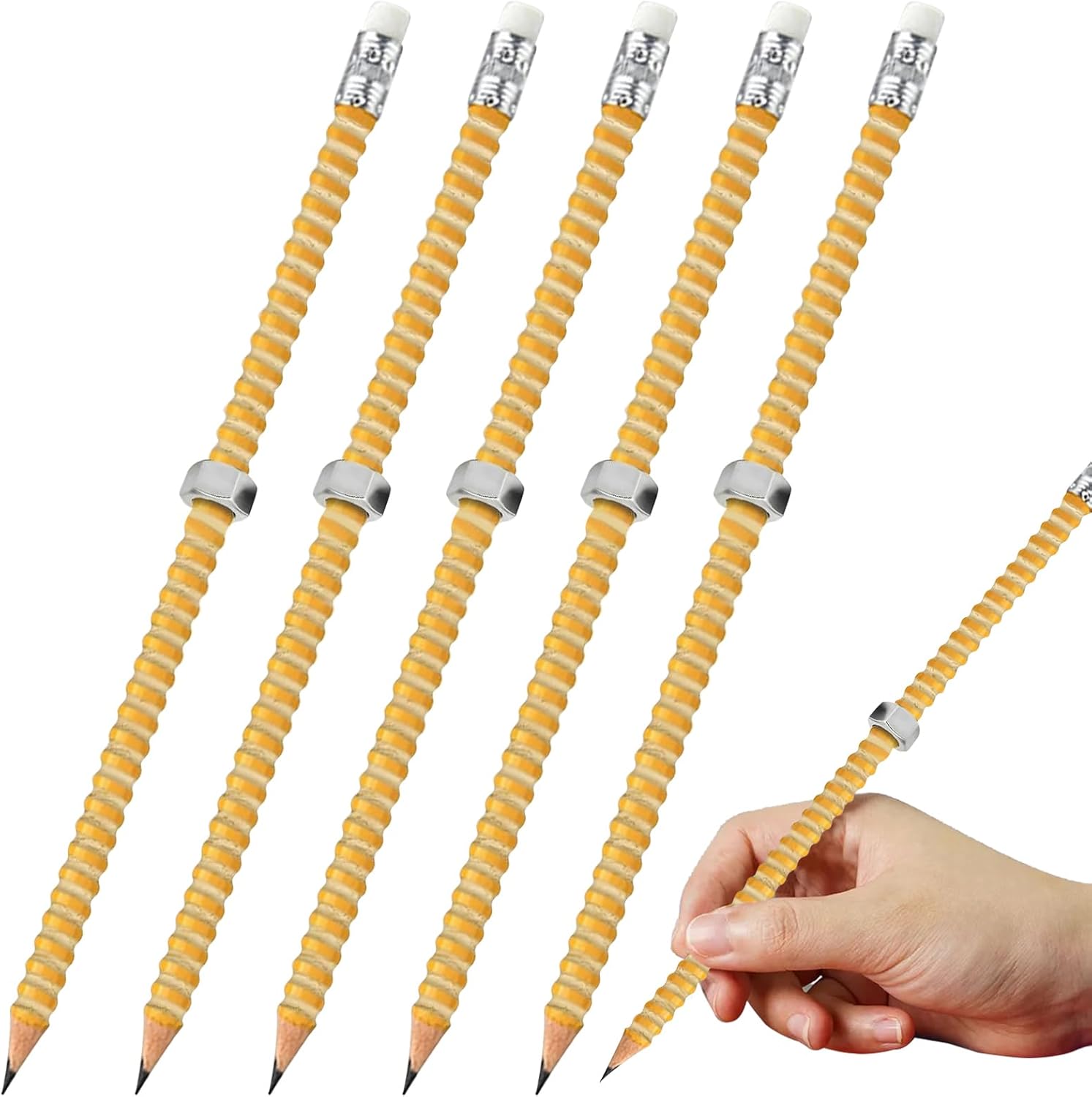 Gitekain Fidget Pencil, 5-Piece Silent Fidget Pens, Stress Relief Sensory Tools, Educational Writing, Calming Toys for Kids, Students, Adults, Perfect Classroom, Offices, Travel