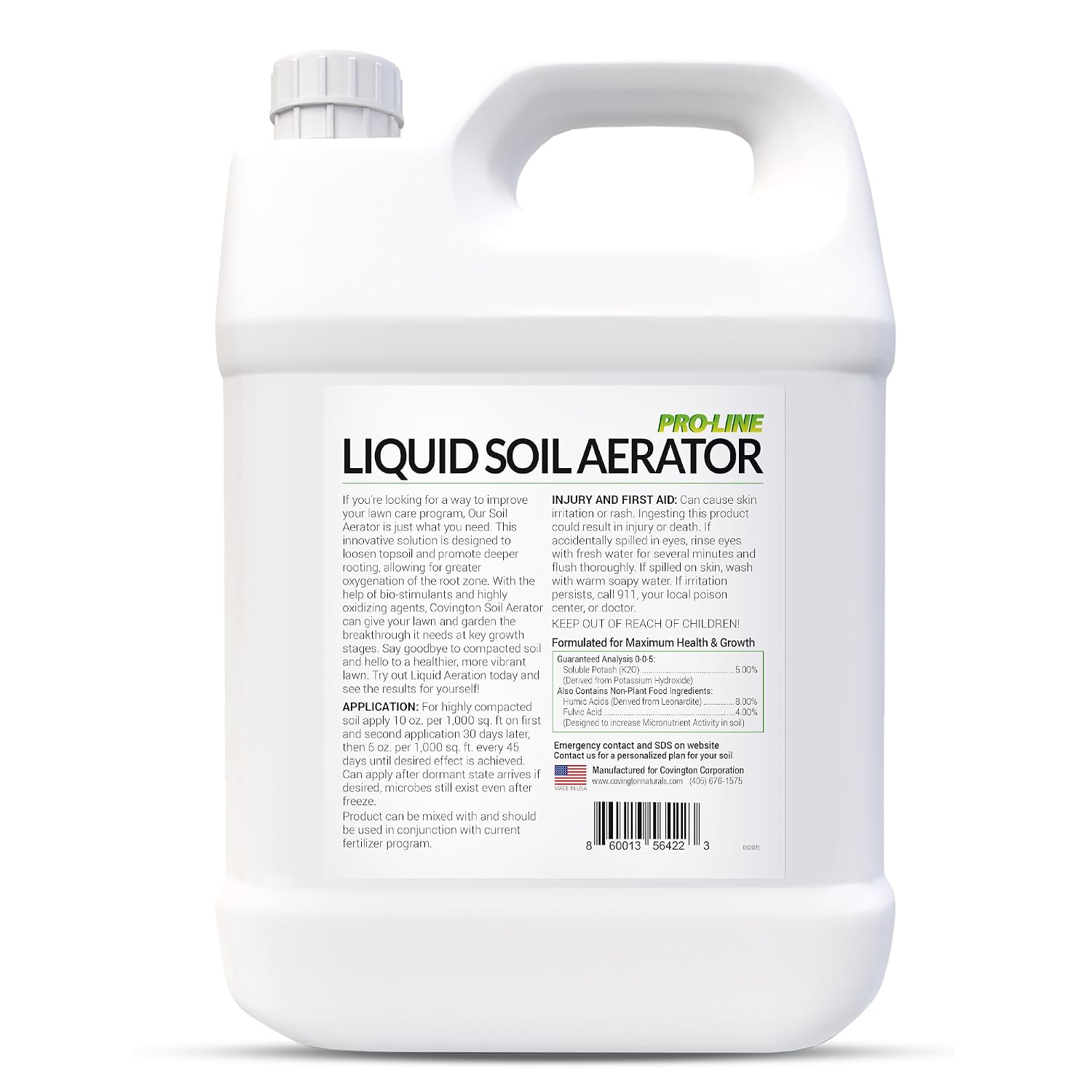 Covington Liquid Lawn Aerator PRO-LINE (2.5 Gallon) – Soil Conditioner for Lawns & Gardens – Loosens Compacted Clay Soil for Better Water & Nutrient Absorption