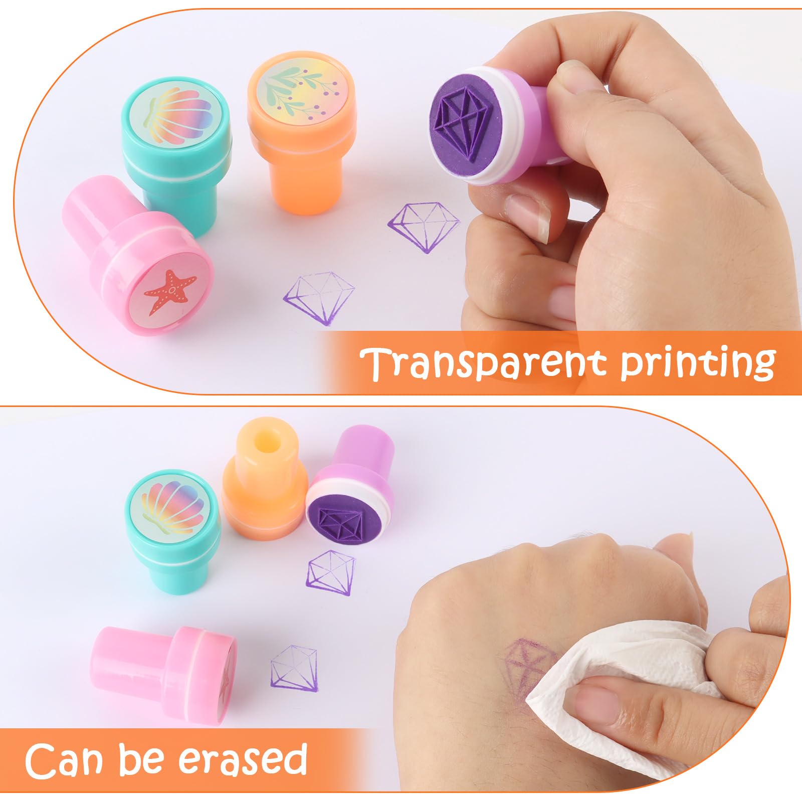 Set Di 26 Timbri Animali Per Bambini - Timbri Autoinchiostranti Con Animali Marini E Della Fattoria, Gioco Creativo