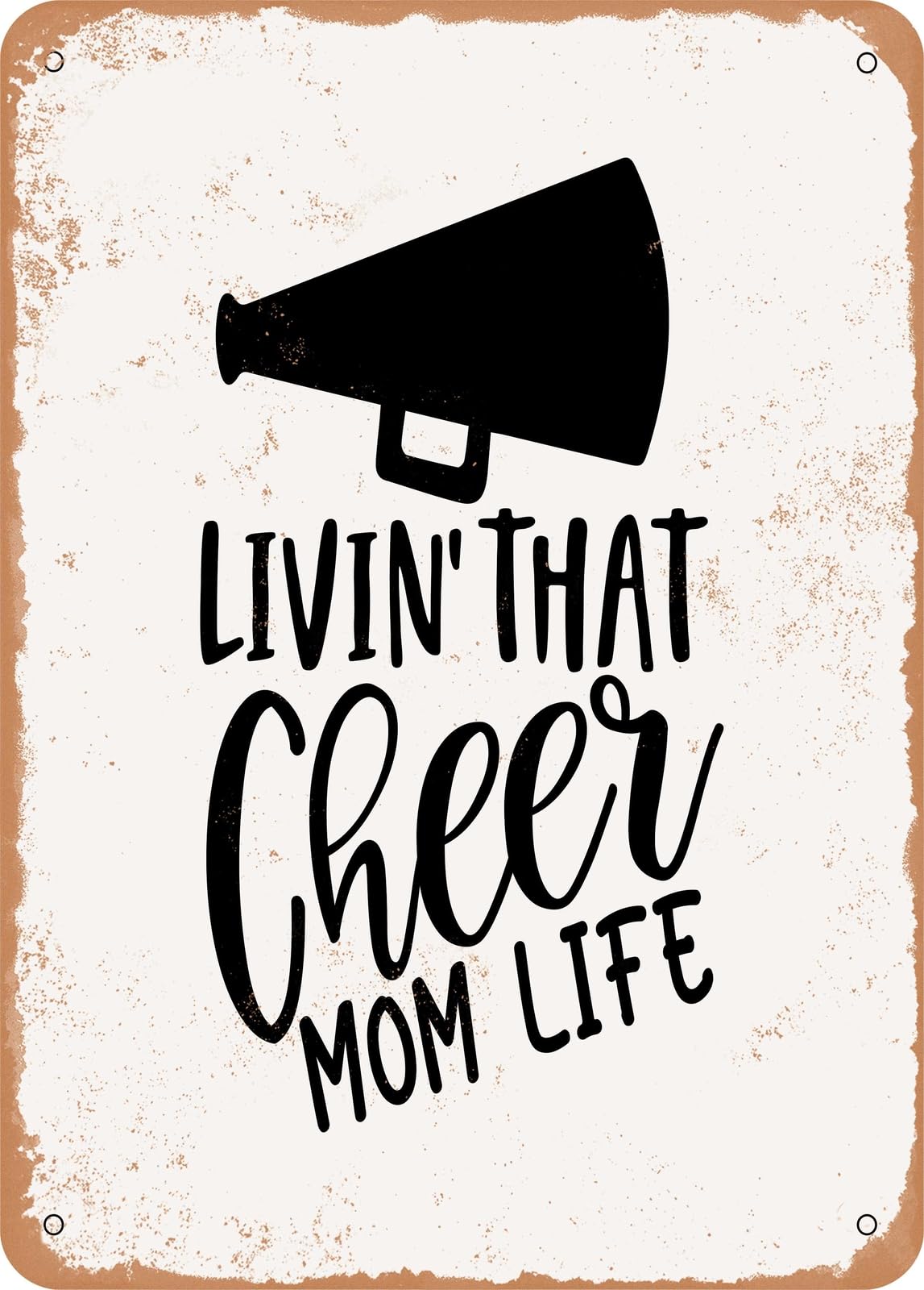 Miaomansenstore Metal Sign - Livin That Cheer Mom Life - Vintage Rusty Look Home Decor