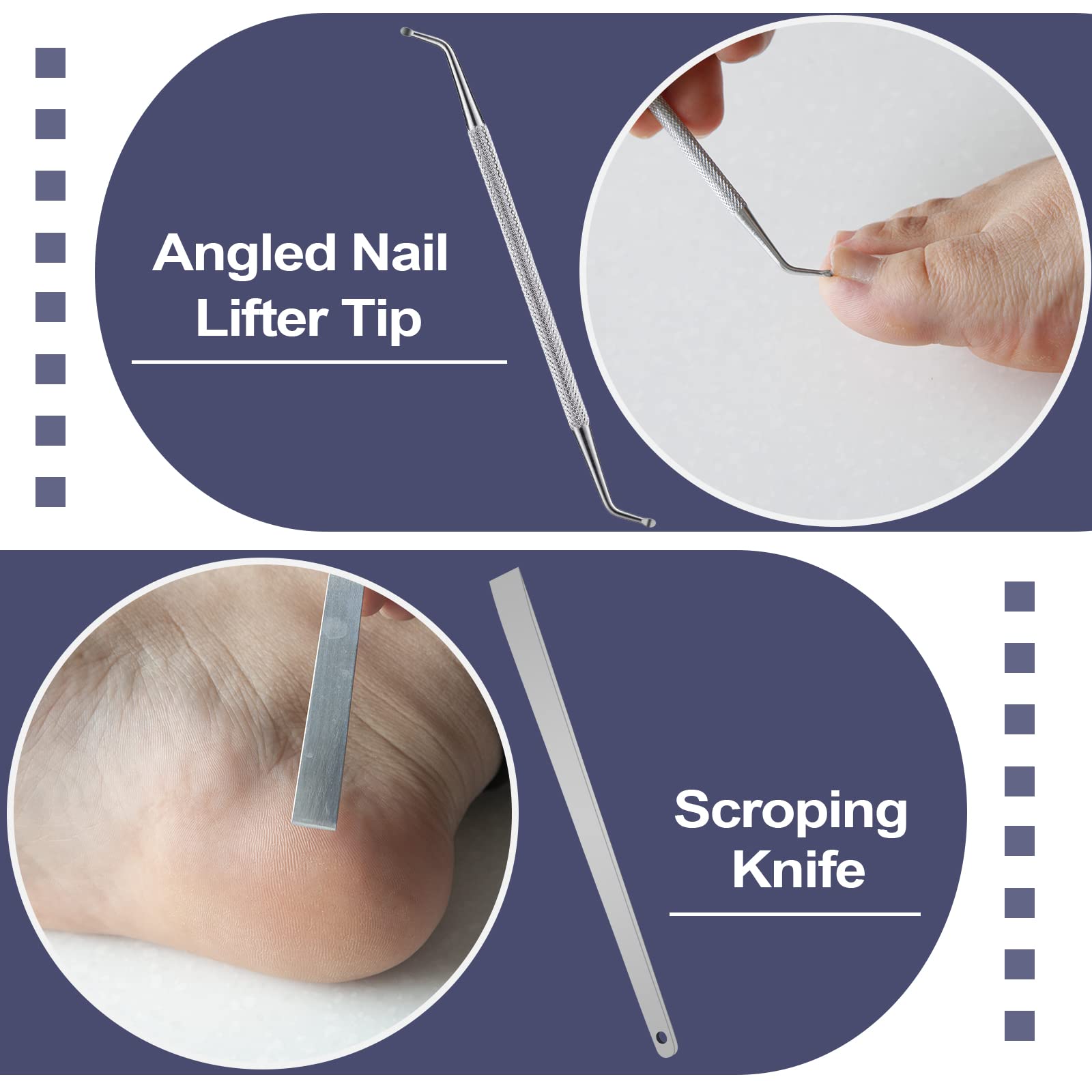 Zestaw do usuwania wrastających paznokci, chirurgiczne narzędzia do paznokci ze stali nierdzewnej do manicure, profesjonalnej jakości, zestaw narzędzi do pedicure, z pilnikiem i podnośnikami, 10 szt