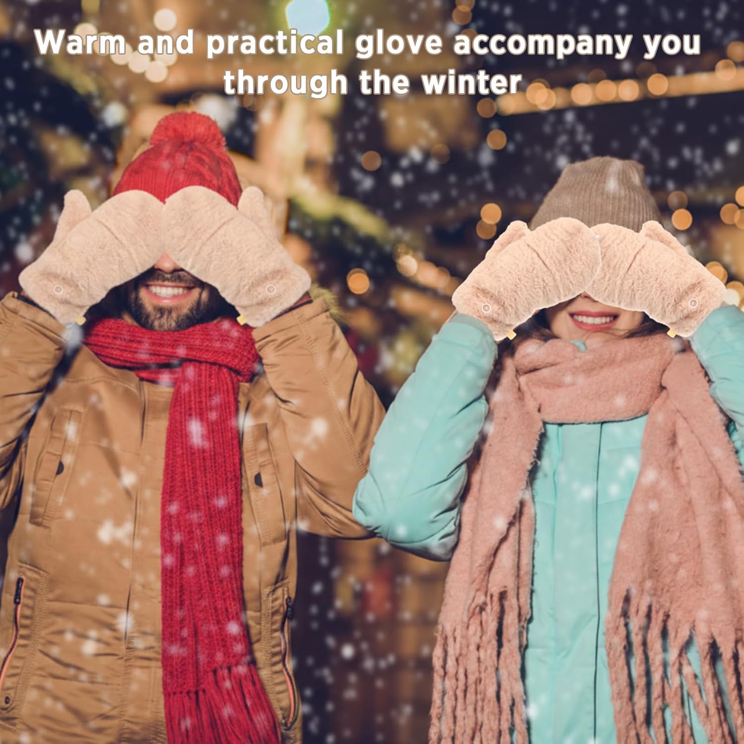 SATINIOR Faux Fur Mittens Fingerless Gloves Convertible Gloves Fluffy Winter Warm Soft Half Finger Fuzzy for Women - Image 3