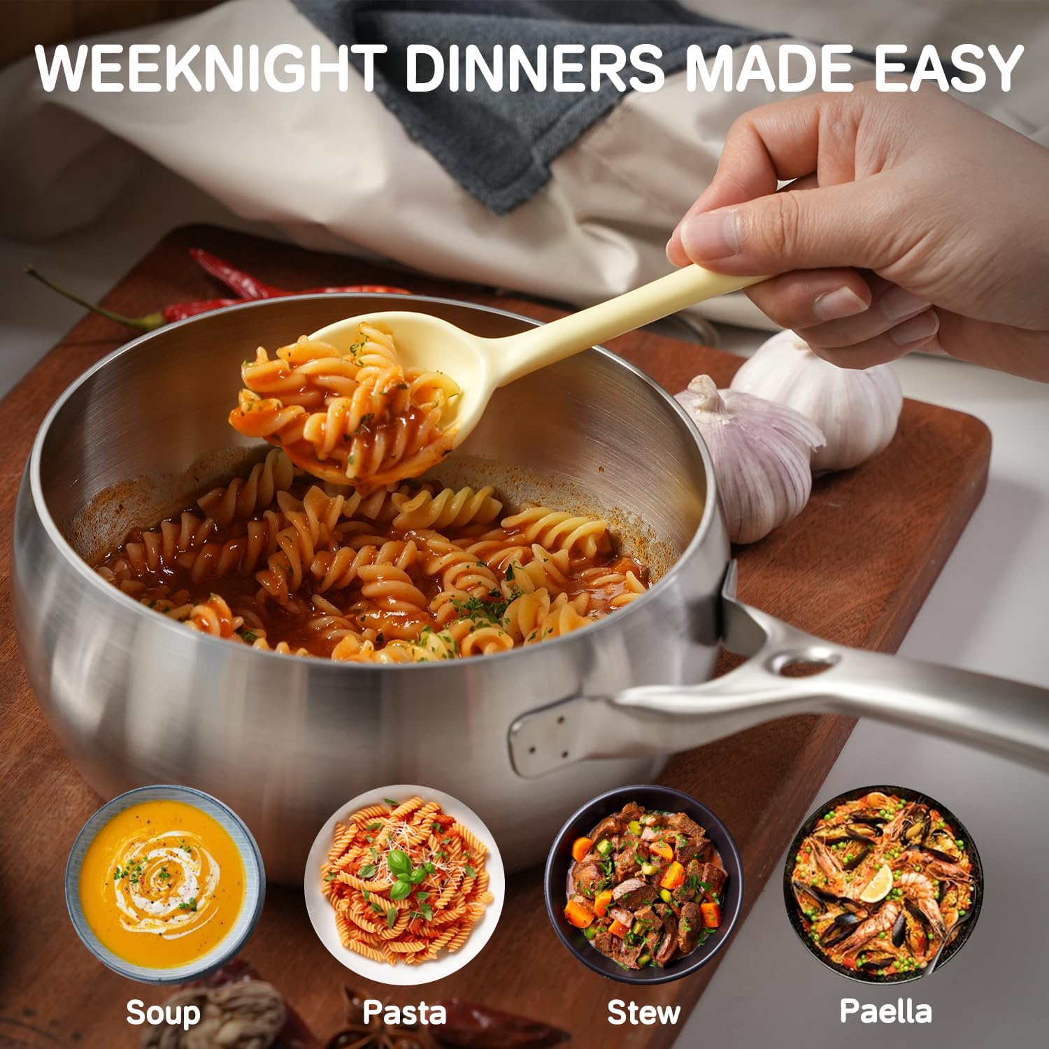 18/10 Stainless Steel Saucepan, 1.5 Quart Small Sauce Pan with Clear Glass Lid, 3mm Thickness Heavy Duty Sauce Pot with Stay-Cool Handles, Induction Compatible, Dishwasher Safe & Oven Safe - Image 6