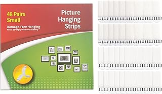 Sponsored Ad - 48Pairs(96strips) Small Picture Hanging Strips Heavy Duty, Removable Hook and Loop Strips, Picture Hanger A...