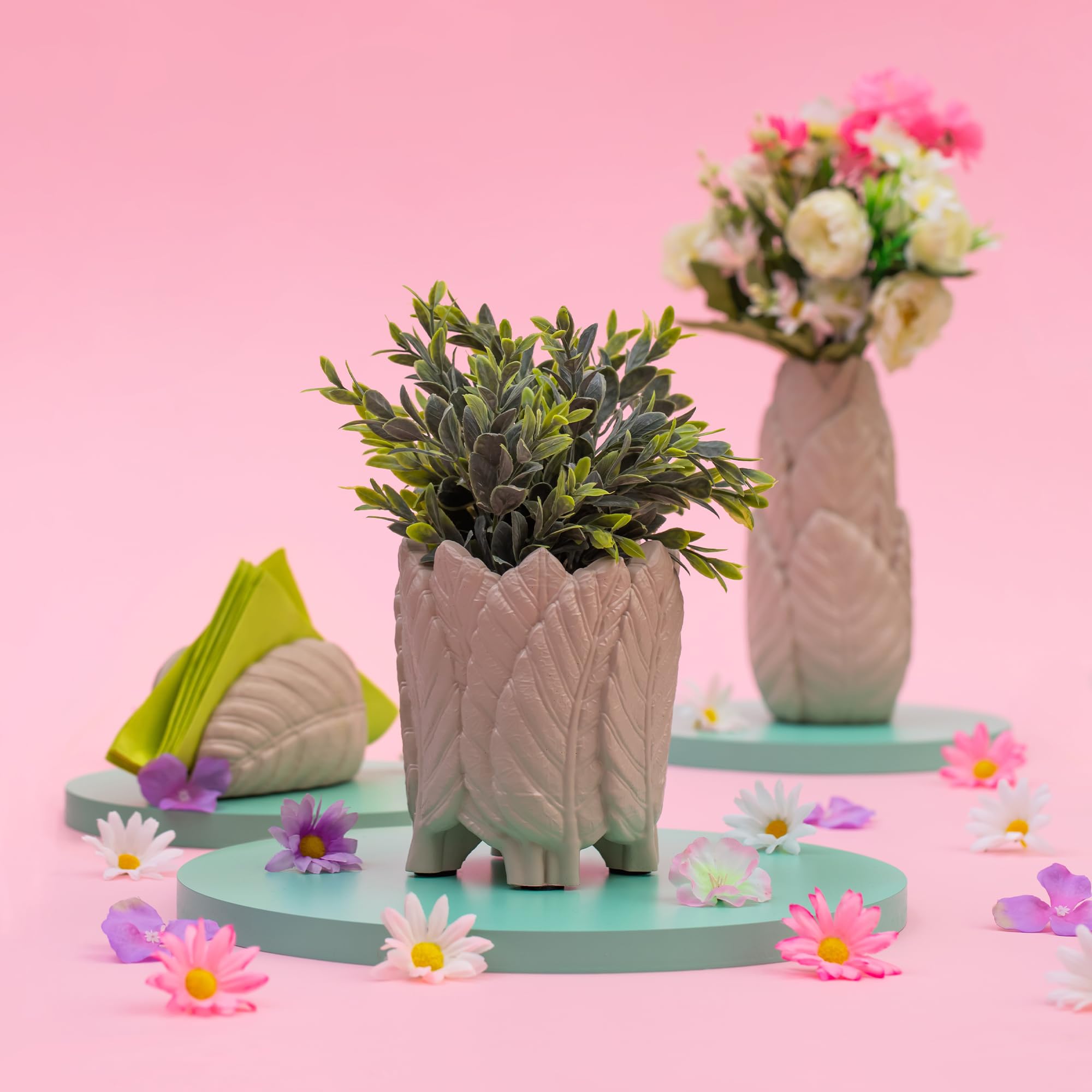 CONCRETTE Flower pot 135 x 135 x 160 mm, diameter 10 cm, concrete flower pots, indoor flower pots, plant pots, planters, plant planter - Image 4