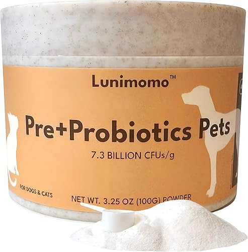 Lunimomo Prebióticos y probióticos para perros y gatos Salud digestiva Probióticos Suplemento para mascotas piel y pelaje, estrés, alergias,