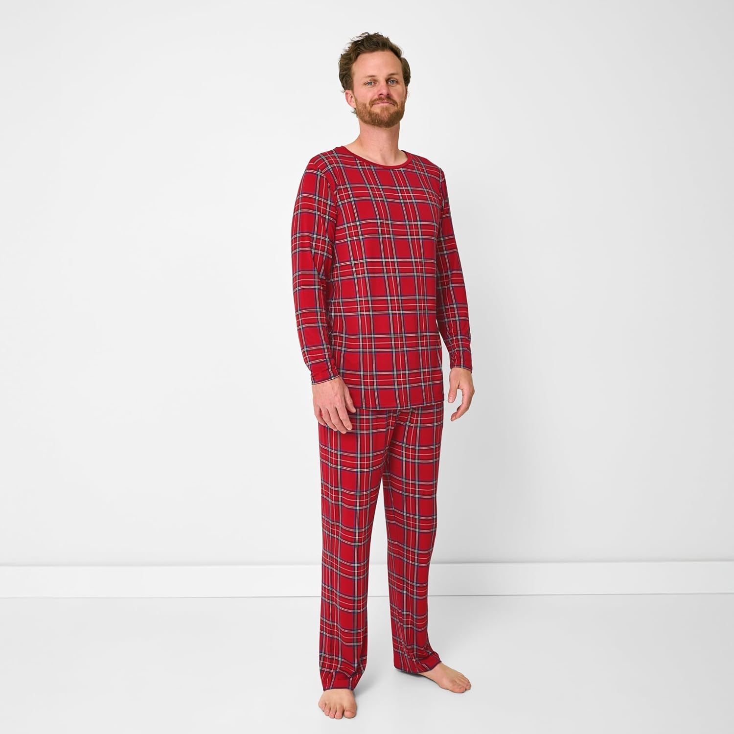 Little Sleepies Men's Pajama T-Shirt, Soft Viscose from Bamboo PJ Top for Family Matching Mens Pajamas Set, Long Sleeve Top