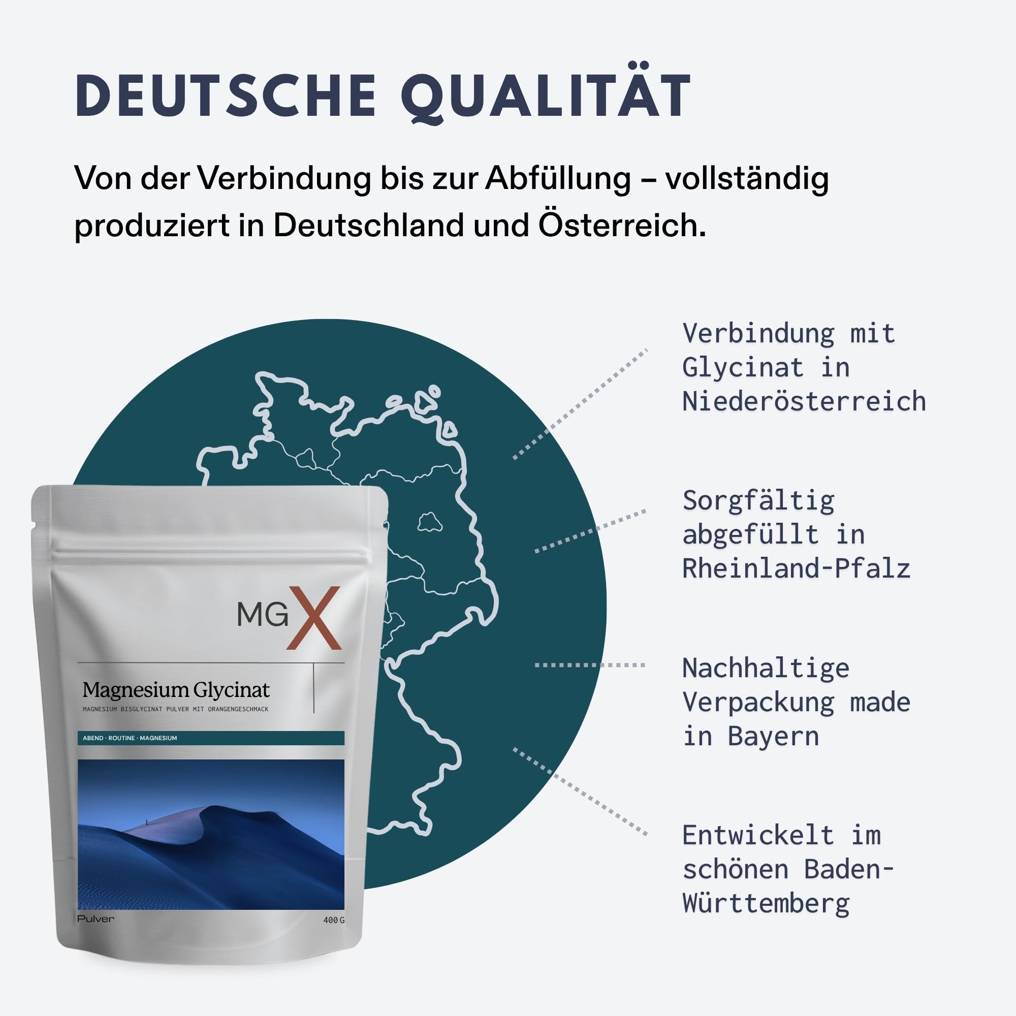 NEU MGX® Magnesium Bisglycinat Pulver NEUTRAL [400g] - Magnesiumbisglycinat Pulver mit Neutralem Geschmack, 2100 + mg Magnesium