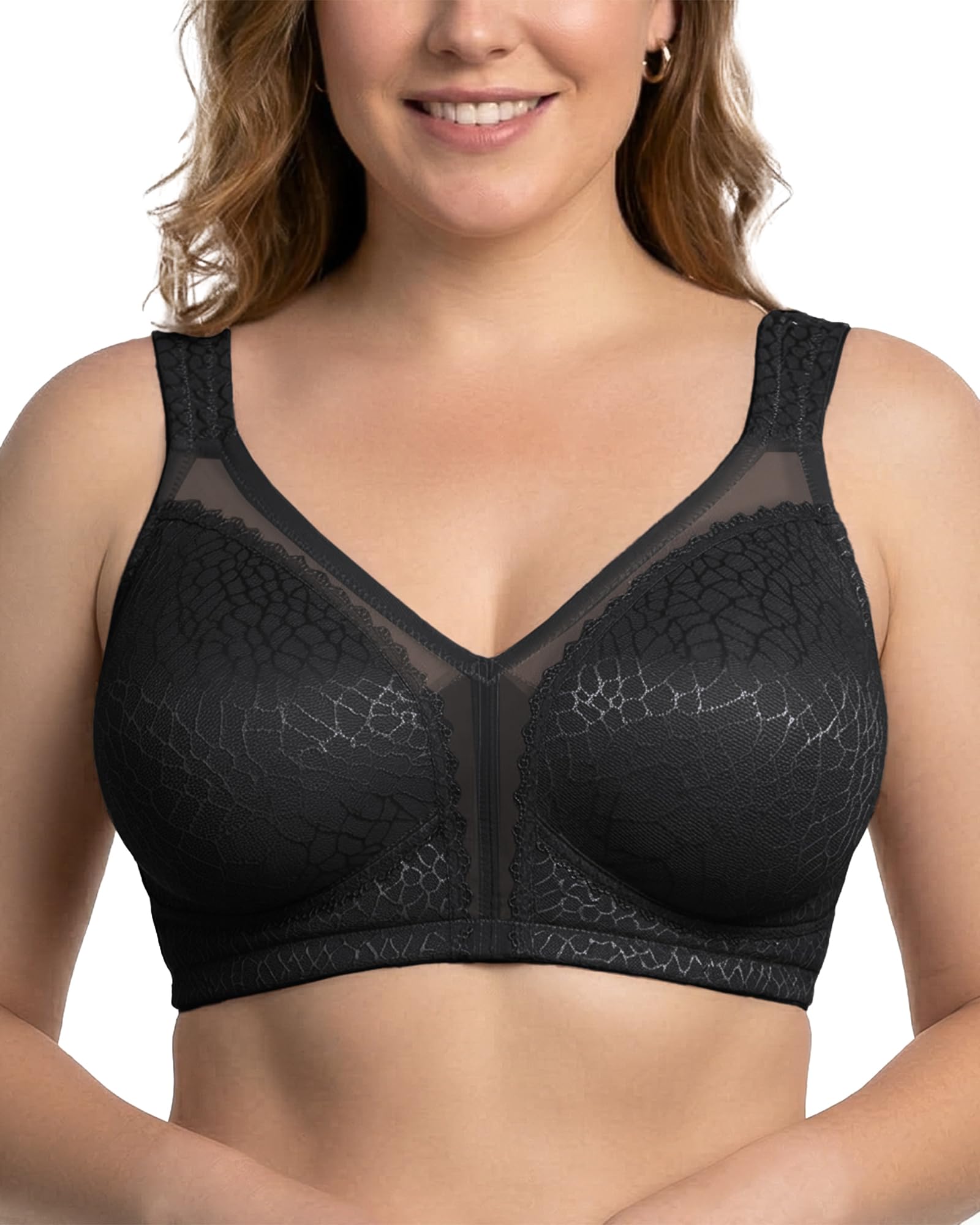 HACI Women's Minimizer Bra Full Coverage Everyday Wirefree Non Padded Plus Size for Large Bust Support Seamless