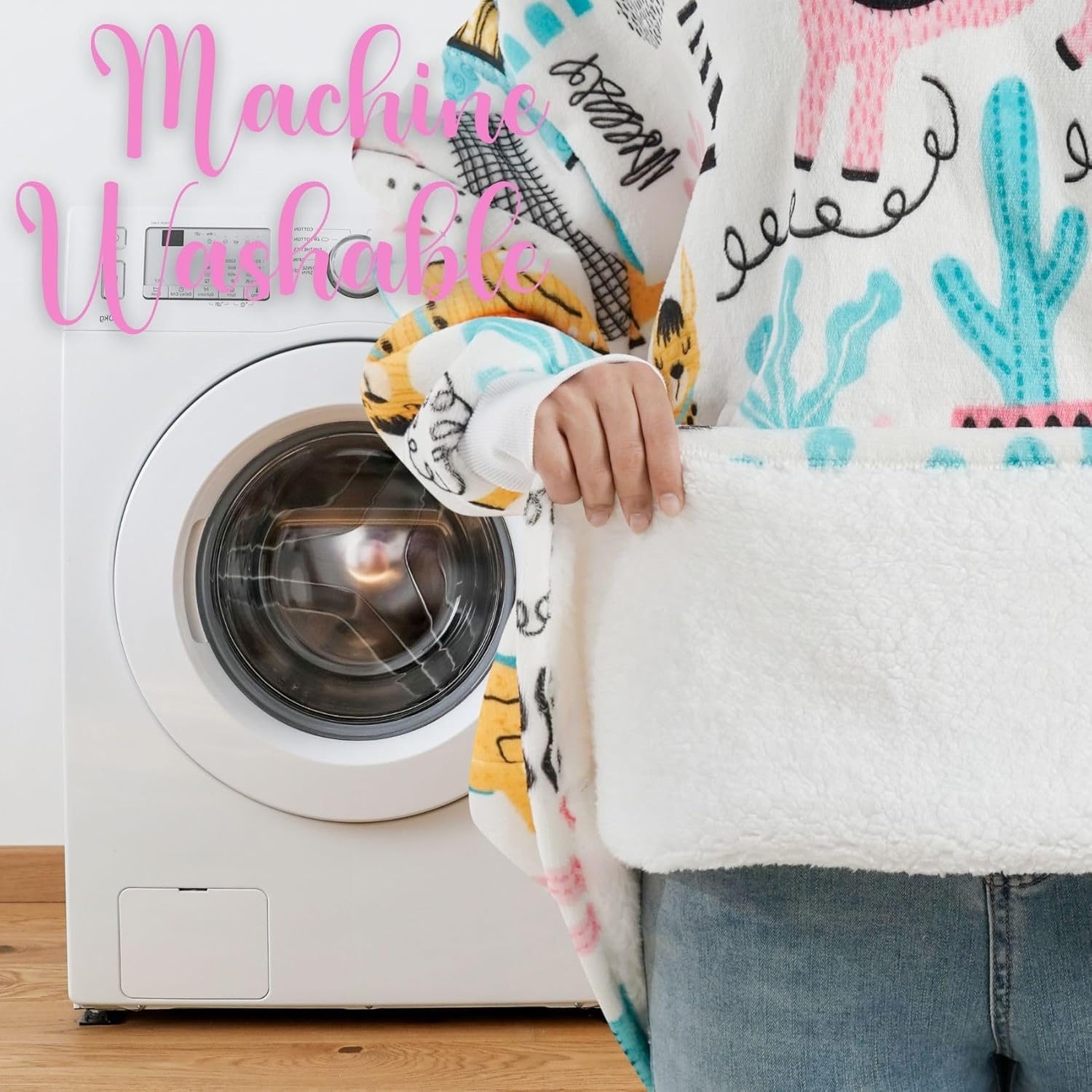 Llama Gifts, Llama Themed Wearable Flannel Blanket Hoodie, Oversized Flannel Hooded Blanket Sweatshirt, One Size