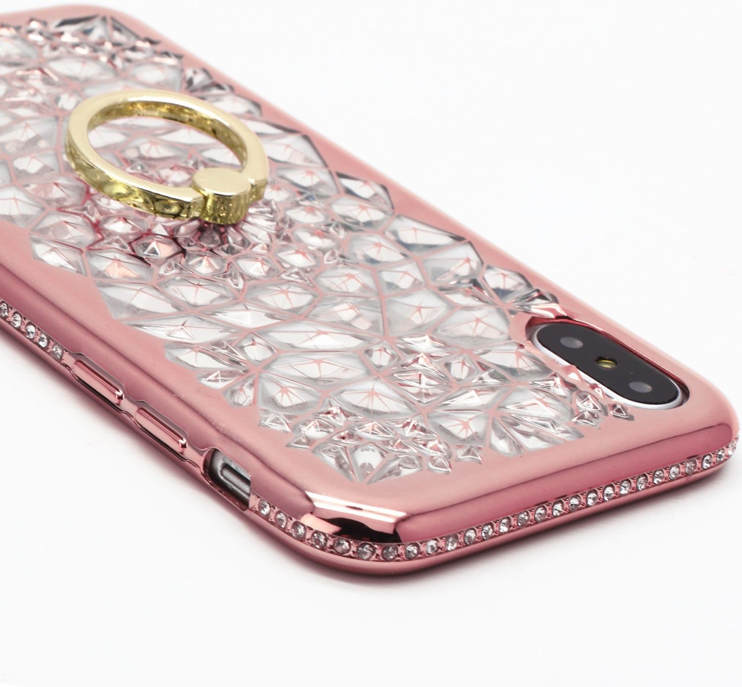 iPhone x Case Ring Holder Apple iPhone 10 Cover Glitter i Phone x Bling iphonex Diamond crytstal for Women Girls (Pink)