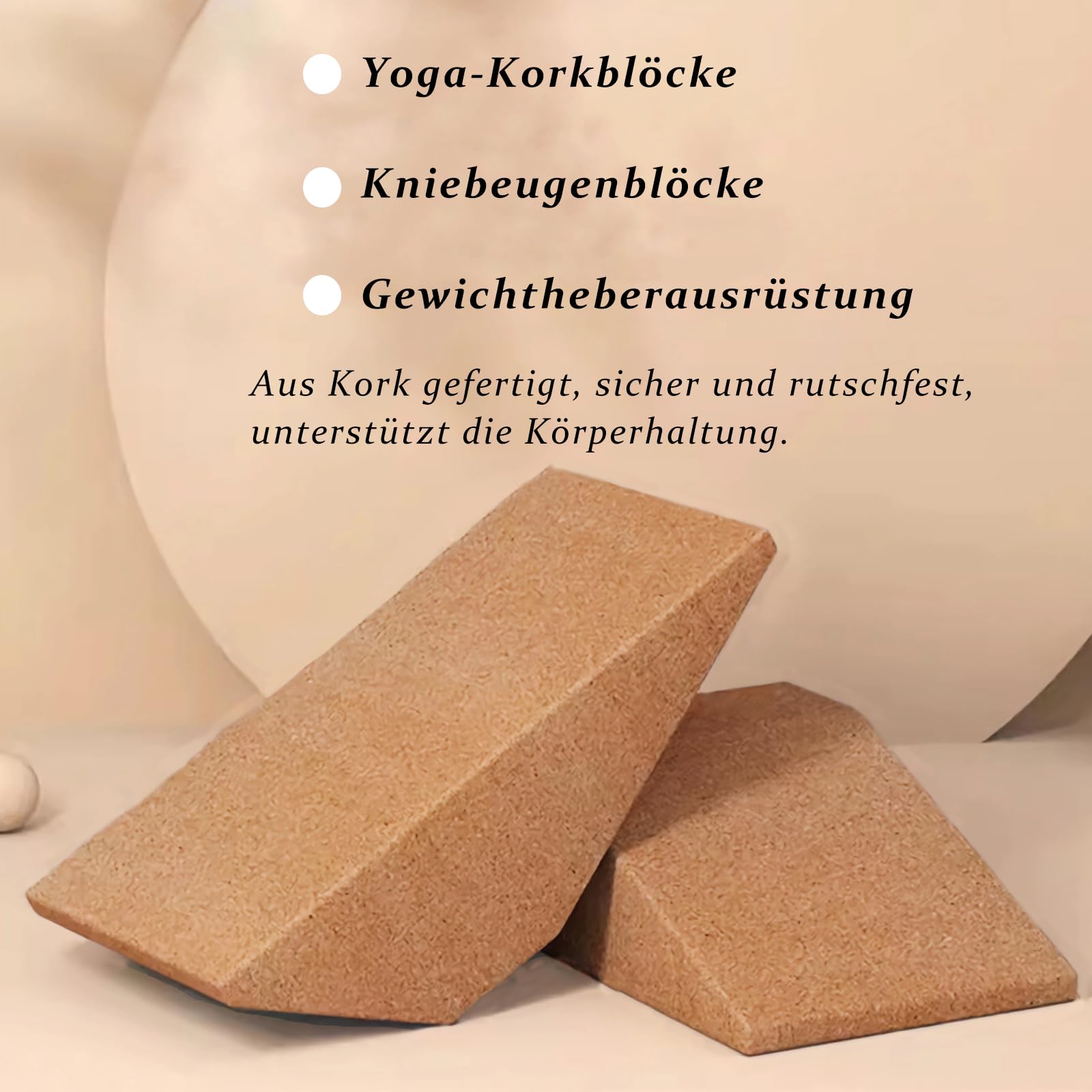 Kork-Kniebeugen-Keilblock, 2 Stück Squat Wedge, Kniebeugen Keil, Kniebeugenkeil, Squating Heel Wedge Block, Rutschfest für Erhöhte Ferse, für Dehnen Muskeln und Faszien