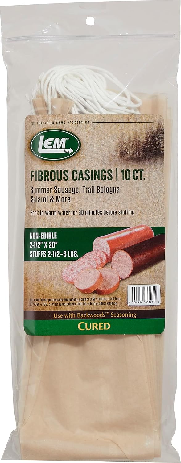 LEM Products 124B NonEdible Fibrous Casings, Clear, 2.5x 20", 16