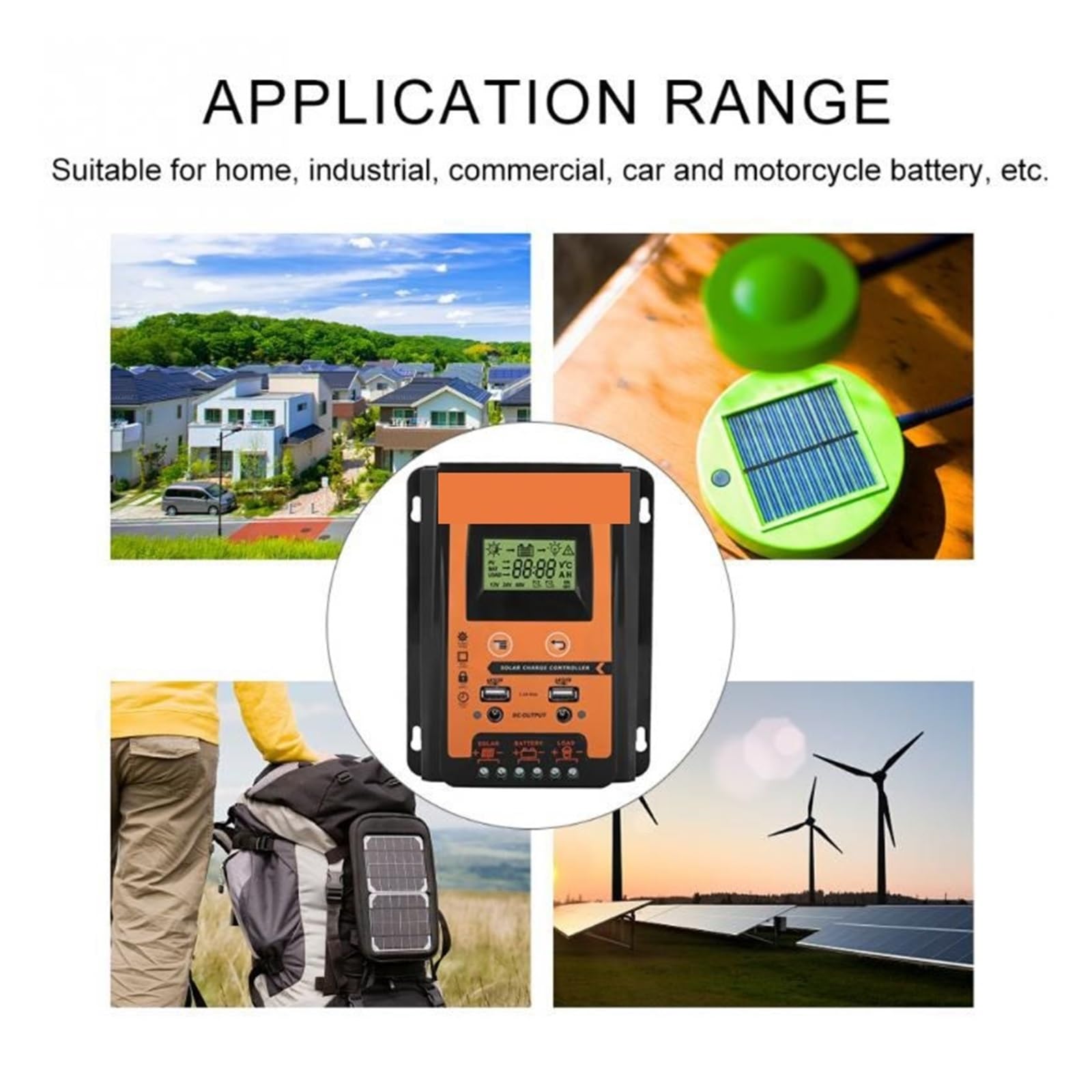 Regolatore di Carica Pannello Solare, Regolatore di Carica Solare 12V 24V 30A 50A 70A MPPT Regolatore di Carica Solare Pannello Solare Regolatore Batteria Display LCD Doppio USB(50A)