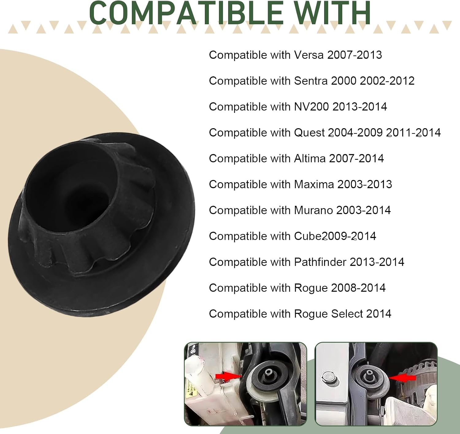 4 PCS Car Radiator Mount Bushing, Rubber Shock Absorption Bracket Bushing Gasket, Replace OEM# 21507-4M400 21506-4M400, Compatible with Nissan Altima Murano Pathfinder Quest Rogue (Black)