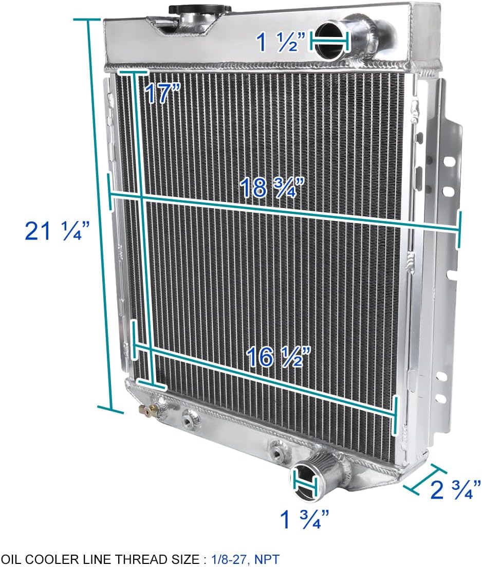 Spec-D Tuning 3 Core Aluminum Cooling Radiator Compatible with 1964-1966 Ford Mustang V8