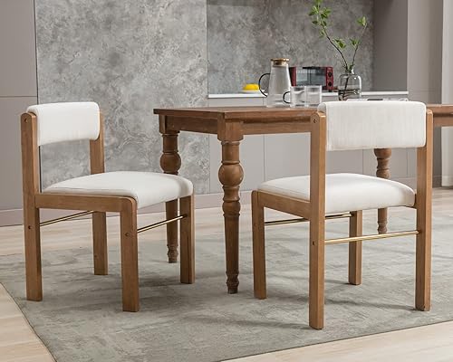 CIMOTA Juego de 2 sillas de comedor modernas de mediados de siglo, sillas de cocina de tela de granja, tapizadas, cómodas, sillas de comedor sin