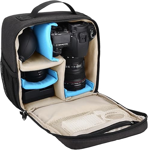 Miniatura 10 de BAIGIO Bolsa para cámara, bolsa de inserción, funda interior de alta capacidad, a prueba de golpes e impermeable, cámara réflex digital, bolsa