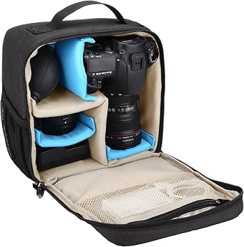 BAIGIO Camera Insert Bag Inner Case High-Capacity Shockproof and Water-resistant DSLR SLR Camera Inner Bag Foldable Protective Bag Inner Camera Organizer with Handle Black 2