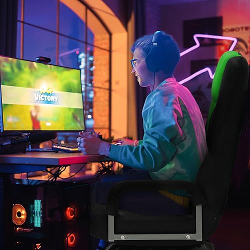 Miniatura 6 de Silla giratoria para juegos multiusos para jugar videojuegos, TV, lectura con reposabrazos soporte lumbar y respaldo de 6 posiciones ajustables para