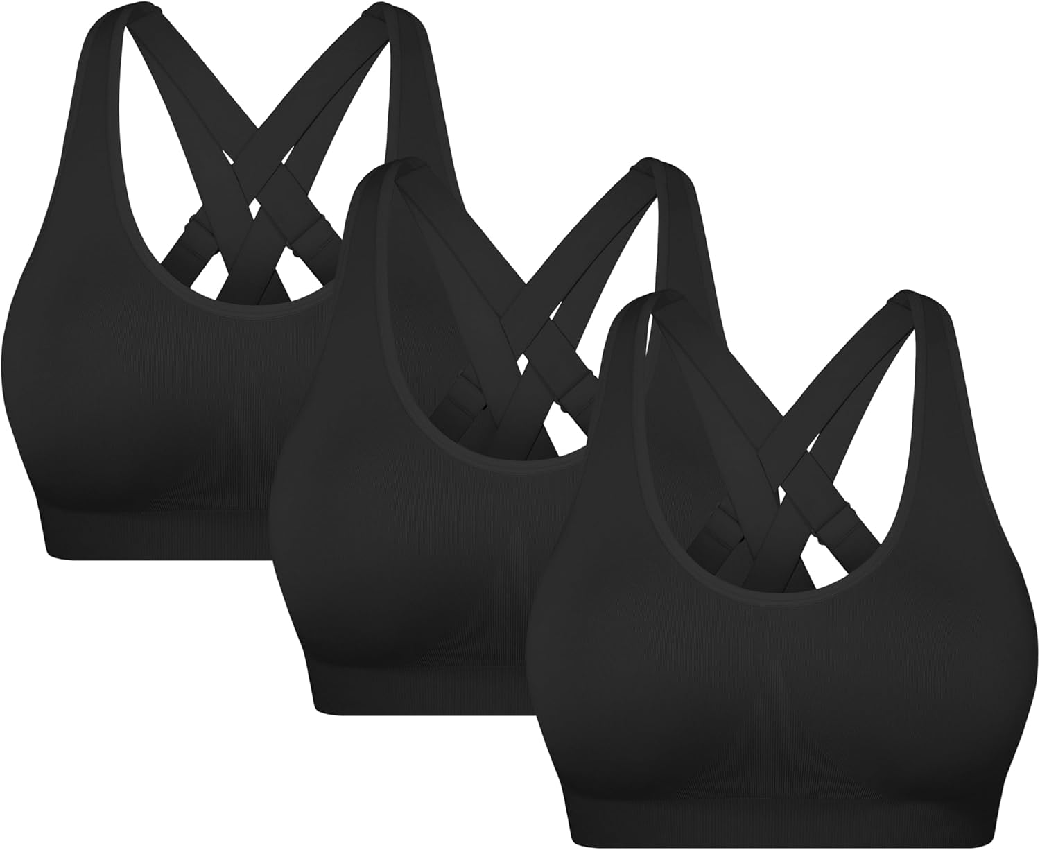 MIRITY Padded Strappy Sports Bra for Women - with Dual Crossback and Adjustable Straps for Workout Gym