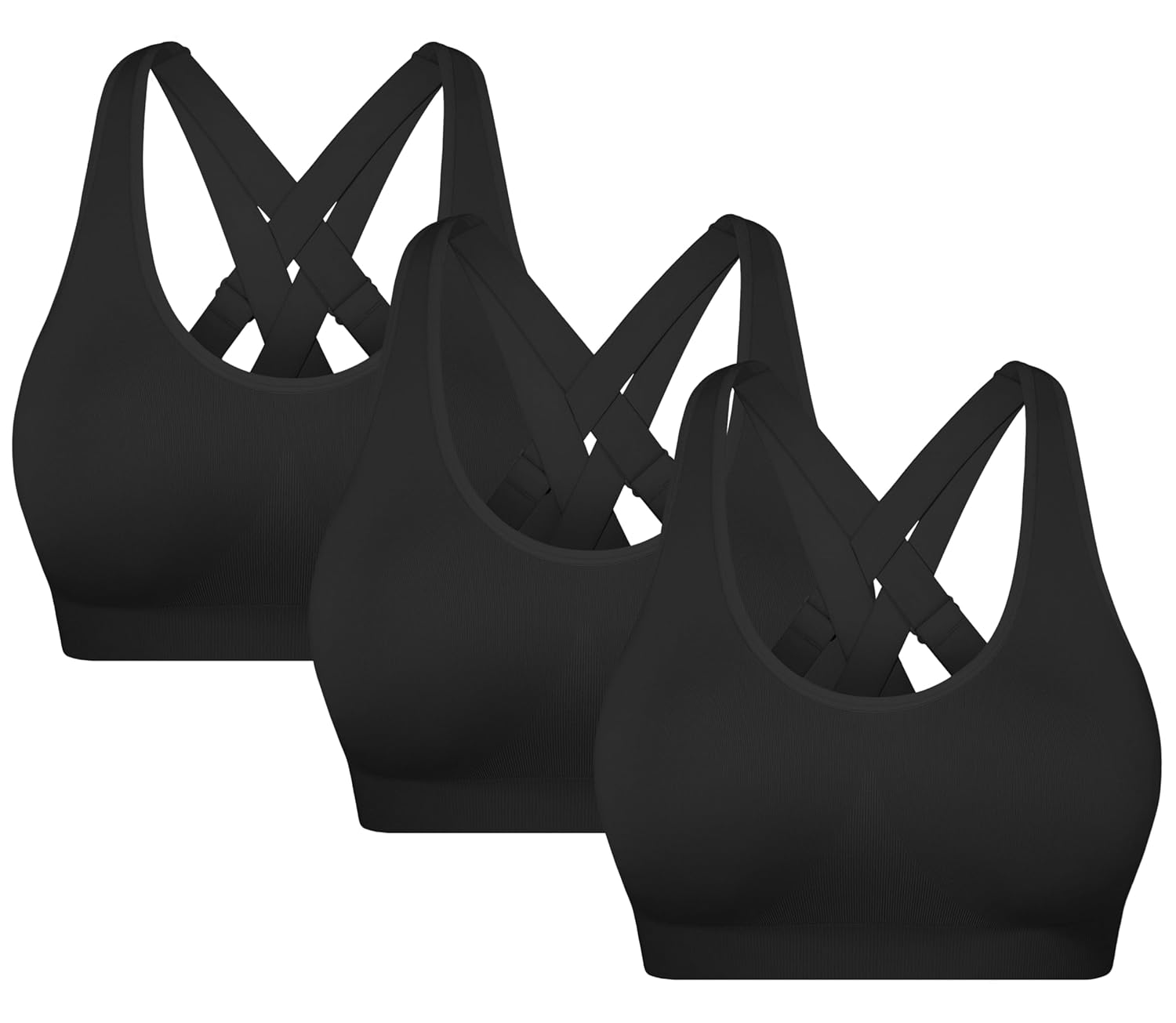 MIRITY Padded Strappy Sports Bra for Women - with Dual Crossback and Adjustable Straps for Workout Gym