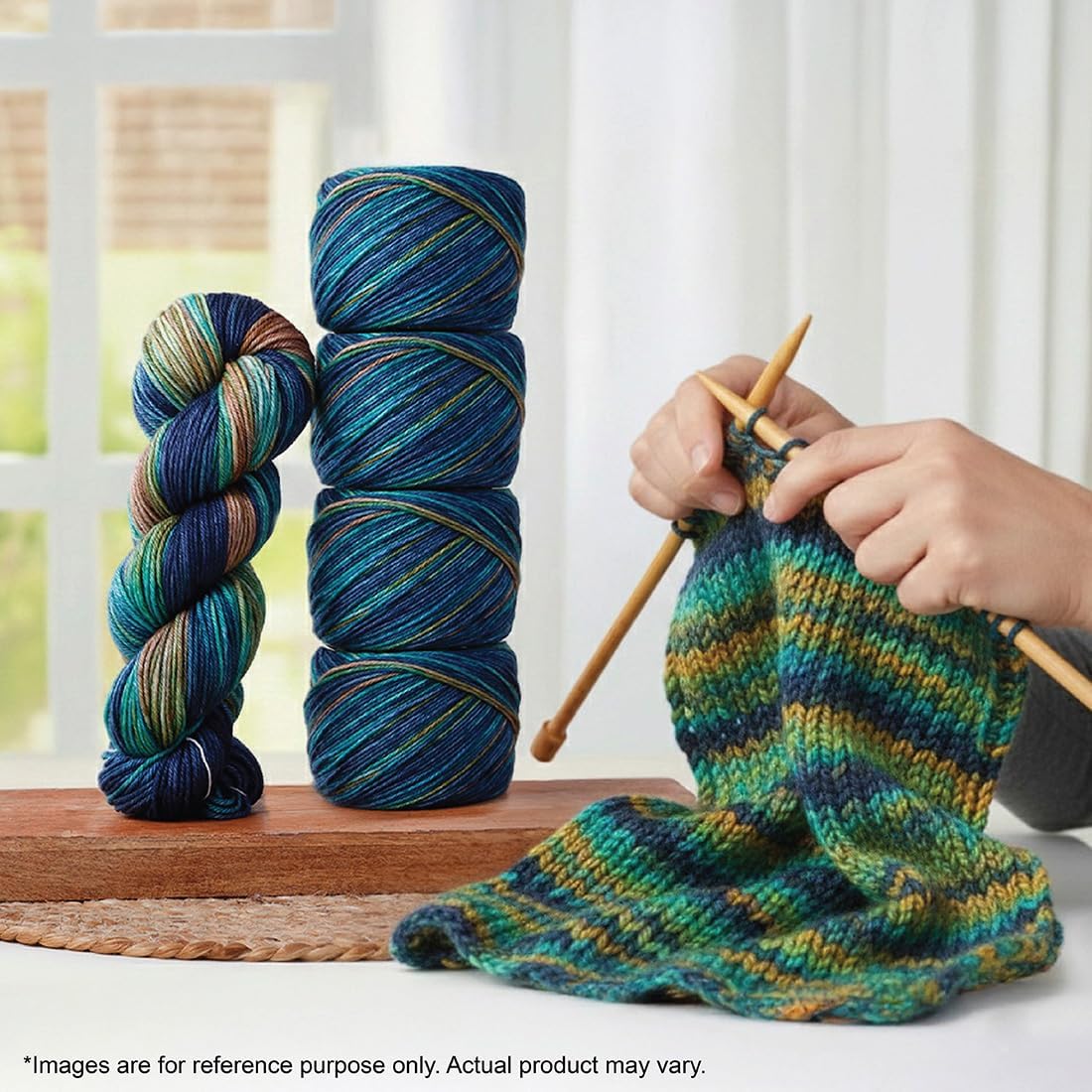 KnitPro Symfonie Hand Dyed Premium Yarn | 100% Extra Fine Merino Wool for Knitting & Crocheting, Worsted Weight, Oeko-TEX Certified, Colorfast Fiber 165m, 100g Skein | Bella Variegated Riverbank