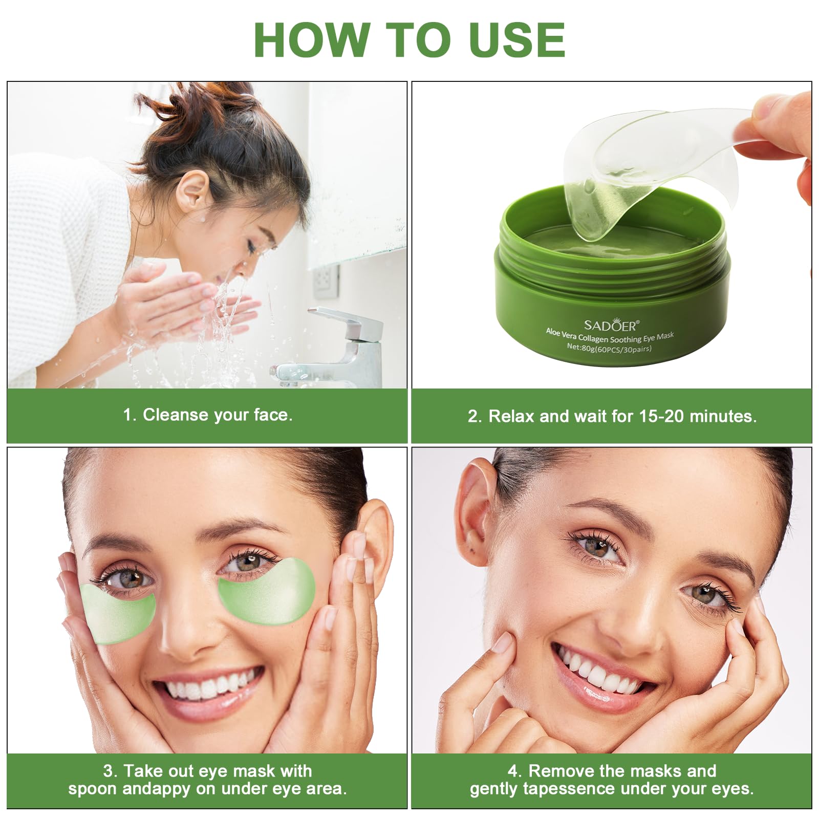 60 Stck Augenpads, Kollagen Augenpads Gegen Augenringe, Eye Pads Mit Aloe  Vera, Under Eye Patches, Augenmaske, Augen Pads gegen Trnenscke, Falten,  Schwellungen und Puffiness : Amazon.de: Kosmetik