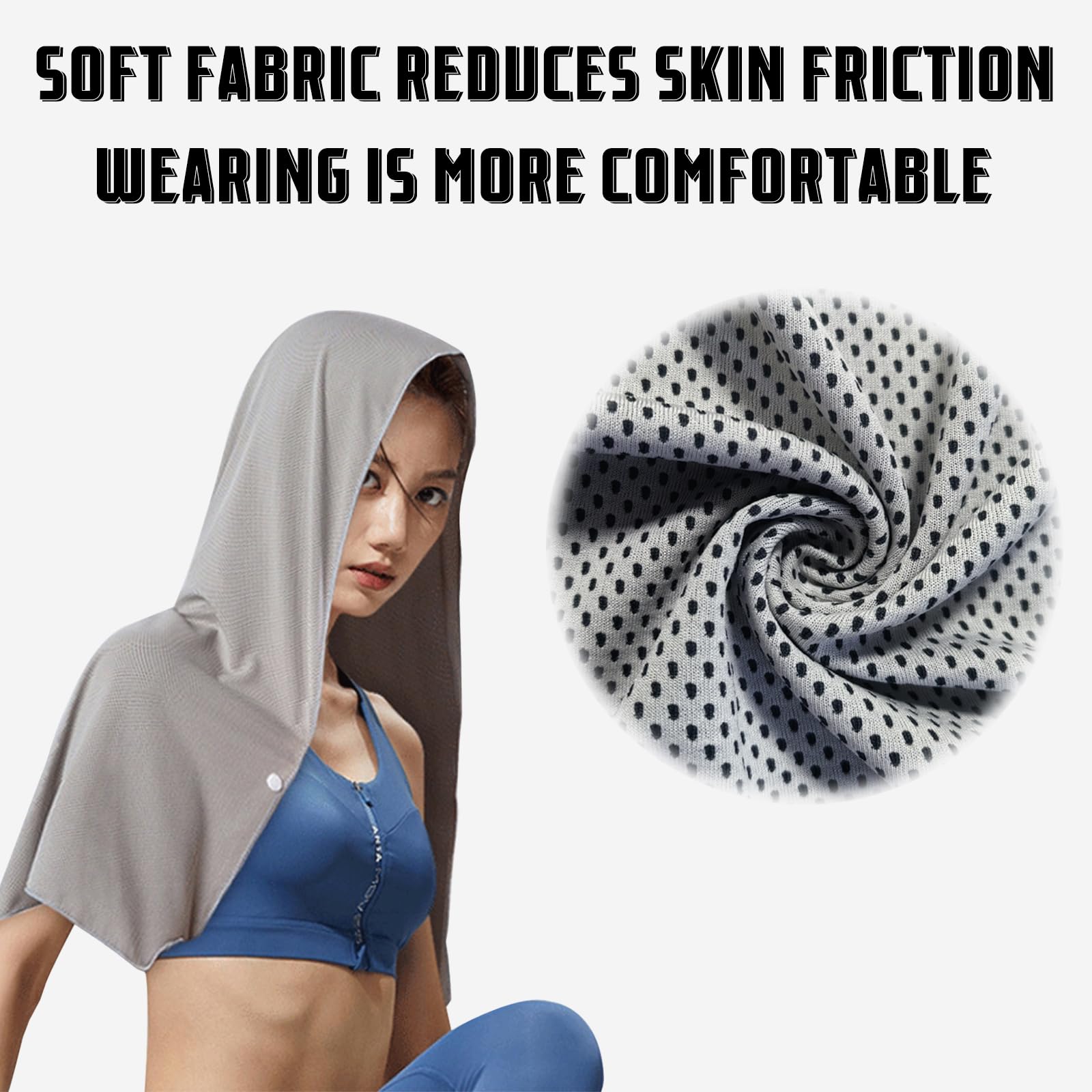 Tatibana Cooling Hoodie Towels, Men Women Quick & Absorbent Drying Sweat Towel Wraps for Neck and Face Soft Breathable Cold Towel for Hot Weather