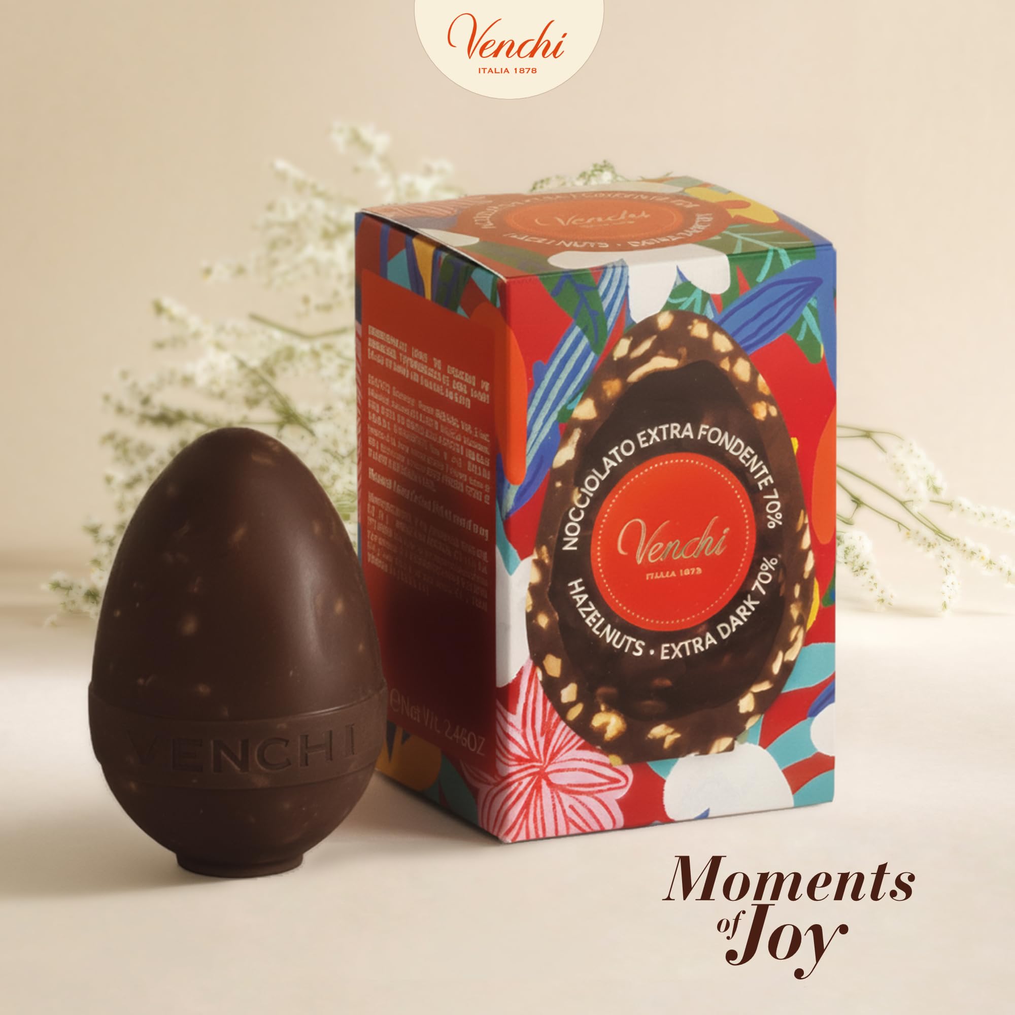 Venchi - Huevo de Chocolate Mignon con Avellanas Extra Negro 70%, 70 Gr, con Granillo Grueso de "Avellana Piamonte", Sin Gluten, Colección de Pascua Venchi, Idea de Regalo - 3