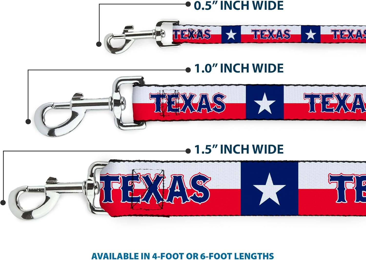 Dog Leash Texas Flag Texas 6 Feet Long 1.0 Inch Wide