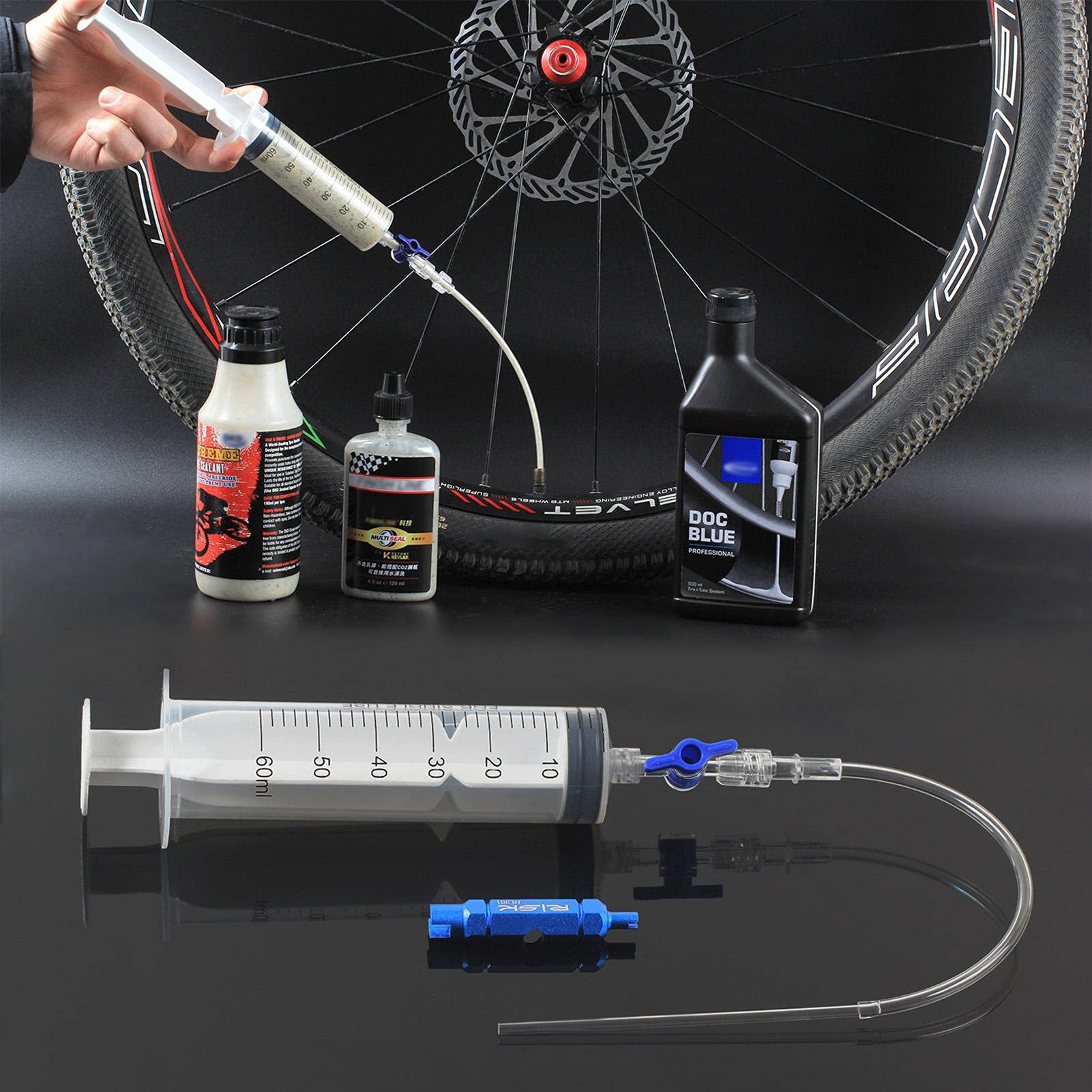 KOM Cycling Injecteur d'étanchéisant tubeless et outil de retrait du KOM Cycling Injecteur d'étanchéisant tubeless et outil de retrait du