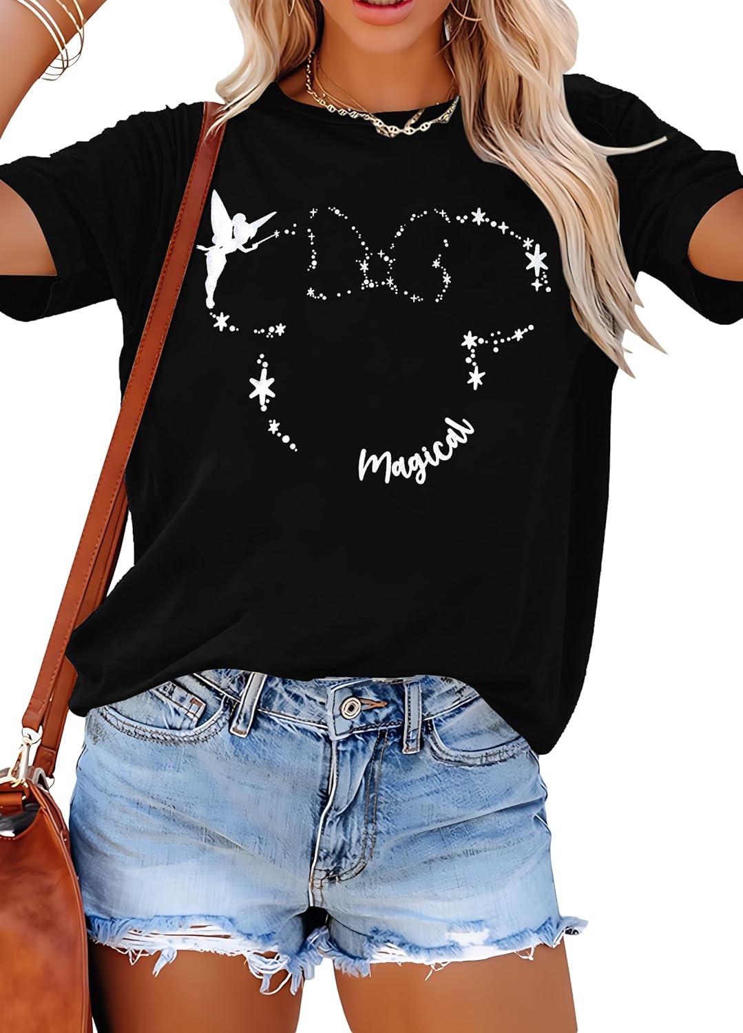 Magical Shirt for Women Believe in Magic Shirts Cute Graphic Printed Tee Family Vacation Short Sleeve Tee