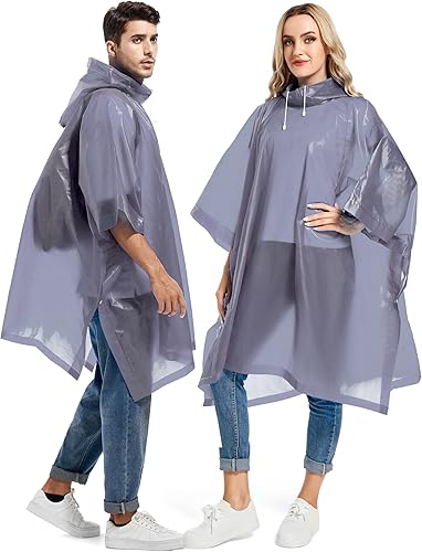 Borogo Paquete de 2 ponchos de lluvia para adultos, reutilizables, impermeables, de supervivencia, emergencia, resistente, con capucha con cordón disponible en Yaxa Peru