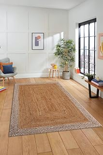 Dijital Baskılı Kaymaz Taban Yıkanabilir Jüt Hasır Desen yolluk Mutfak Salon Halısı JÜT-17, Kahverengi, 40 x 60