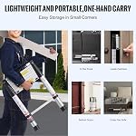 VEVOR Échelle télescopique, échelle d'extension en aluminium légère de 8,5 pi, échelle pliable à rétraction par un bouton, capacité de 375 lbs avec pieds anti-dérapants, échelles compactes et portables pour maison, VR, loft