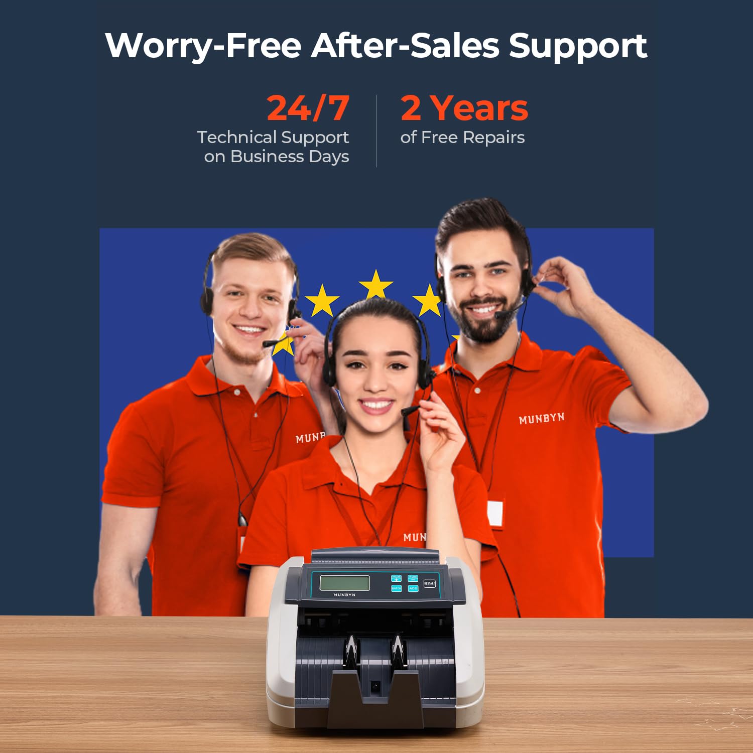 MUNBYN IMC51 Geldzählmaschine für Einzelwert, Wert der Währung kann nicht automatisch erkannt werden,Add+Batch Modus Geldscheinzähler, UV/MG/IR/MT-Erkennung, nur EUR-Geldzähler, 1100 Blatt/min, Grau
