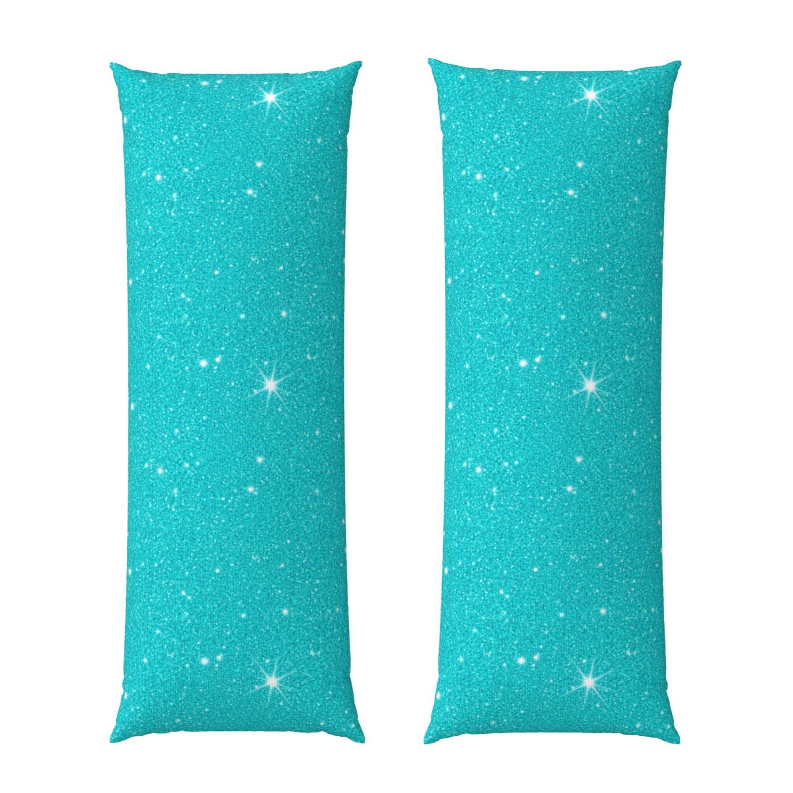 Pillowcase for Body Pillow 20x54, Teal Blue Glitter Sparkle Texture, Premium Soft Brushed Fabric with Hidden Zipper, Breathable Machine Washable Cover for Bed Sofa