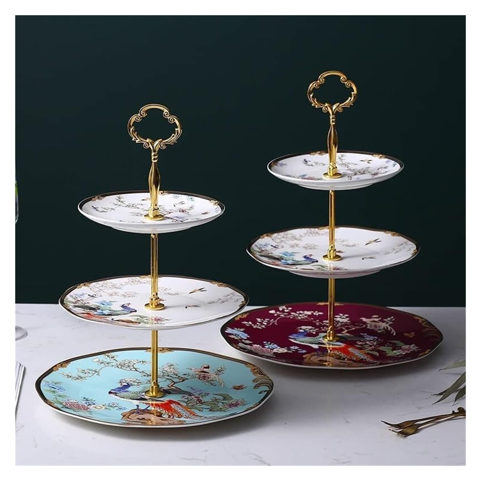 Taca Na Przekąski, Porcelanowy Talerz Na Ciasto, Deser, Owoce, 3 Szt., Zestaw Naczyń Kuchennych, Prezent Ślubny Z Miskami Sałatkowymi,Red-One Size