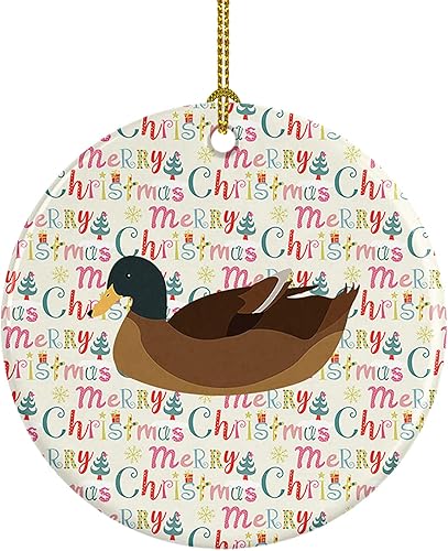 Caroline's Treasures Adorno de cerámica de pato Campbell color caqui, decoración colgante para el hogar, Navidad, vacaciones, fiesta, regalo, 3