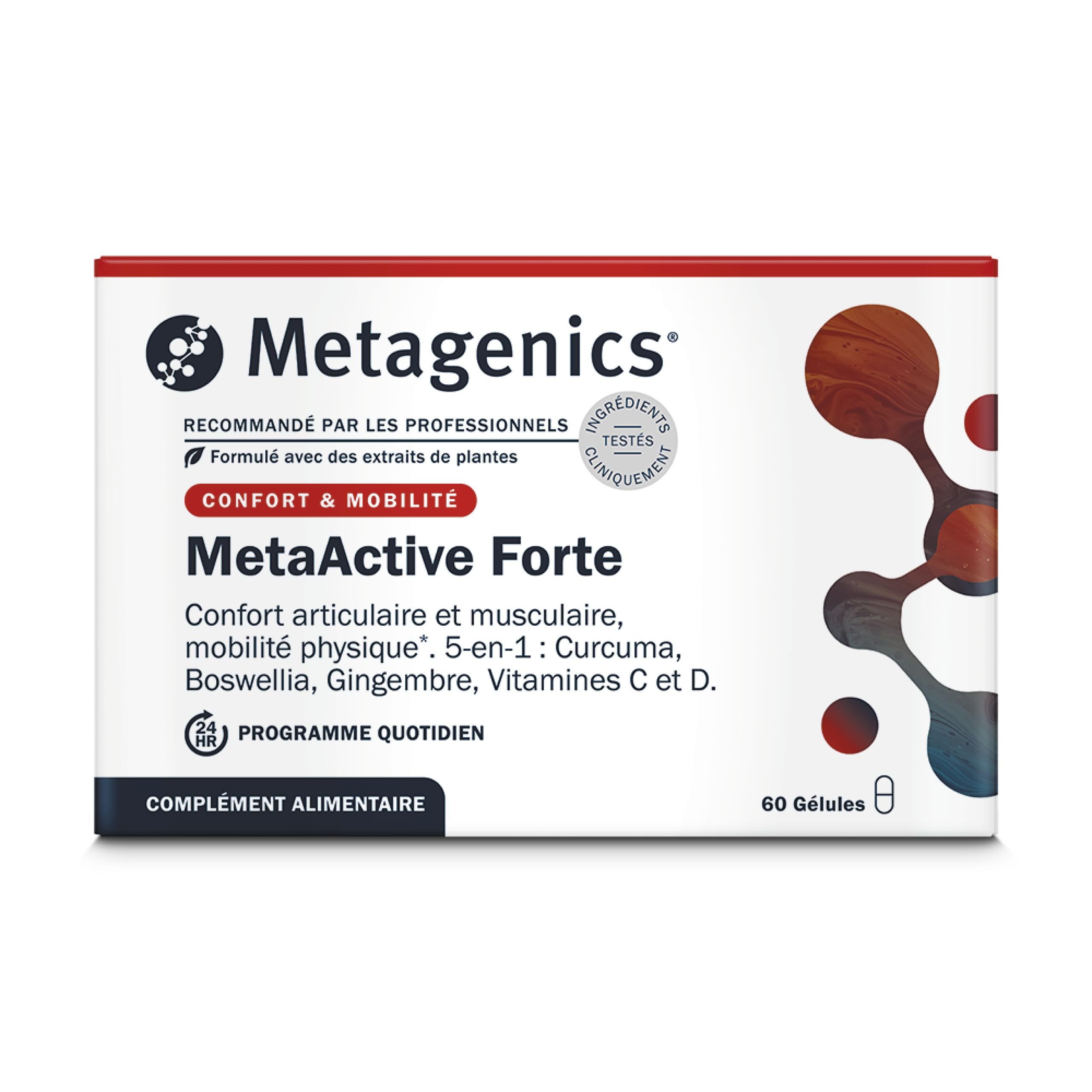 Metagenics MetaActive Forte, Curcuma Boswellia Gingembre, 60 Gélules