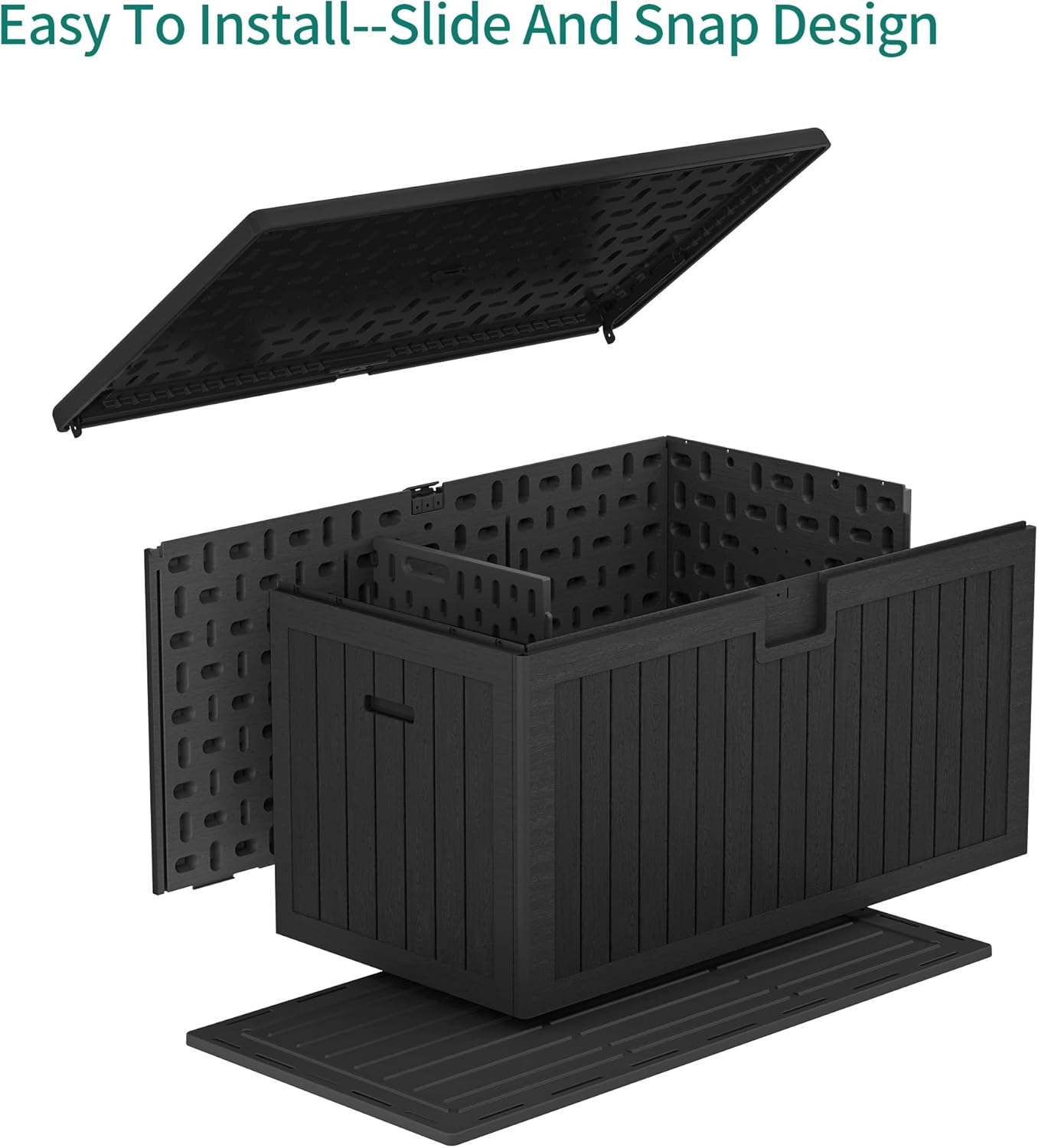 YITAHOME XXL 230 Gallon Large Deck Box,Outdoor Storage for Patio Furniture Cushions,Garden Tools and Pool Toys with Flexible Divider,Waterproof,Lockable (Black) : Patio, Lawn & Garden