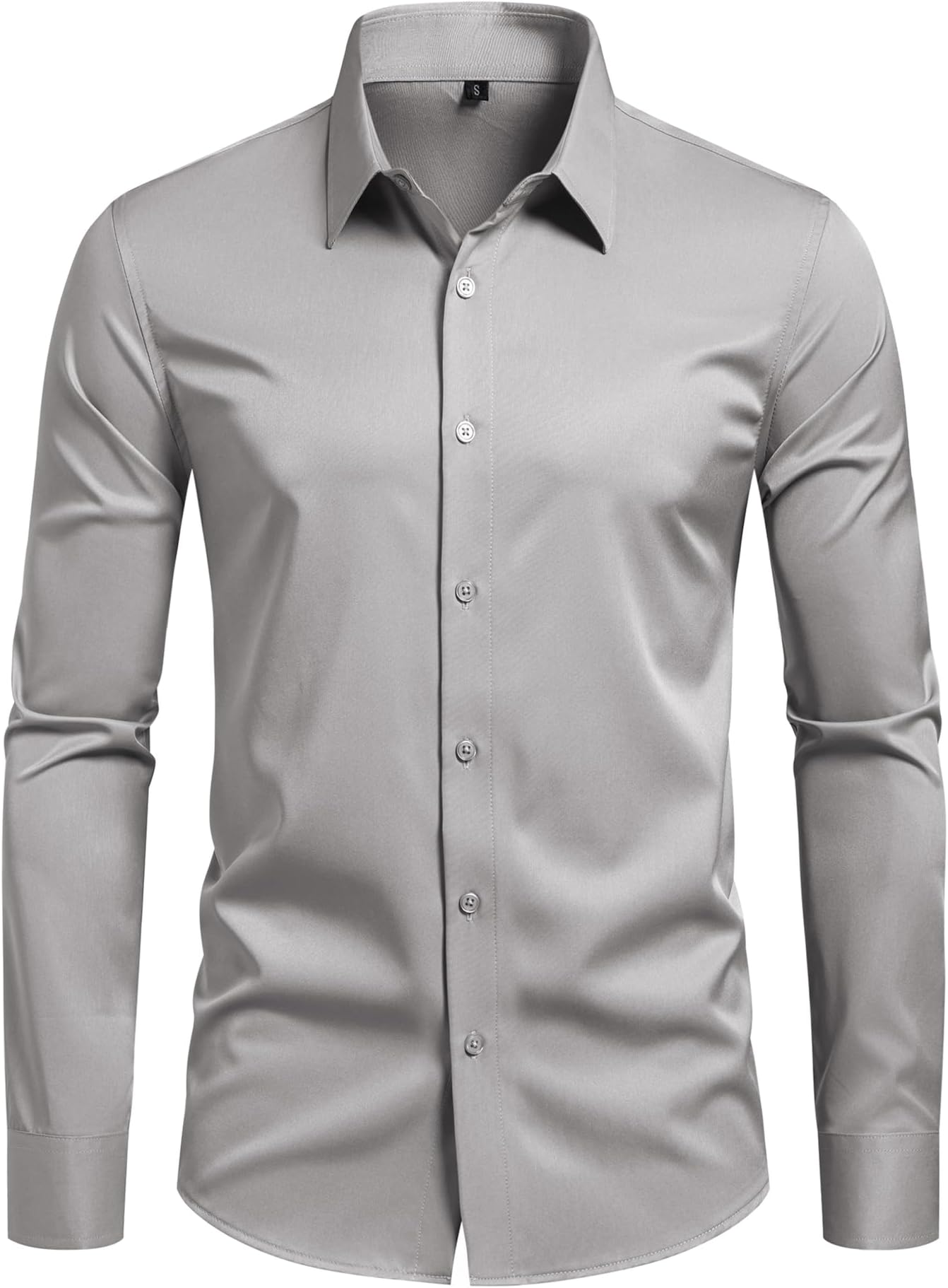 Men's Athletic Slim Fit Long Sleeve Button Down Shirts for Gym Business Casual Stretch Tops Breathable Solid Dress Shirts