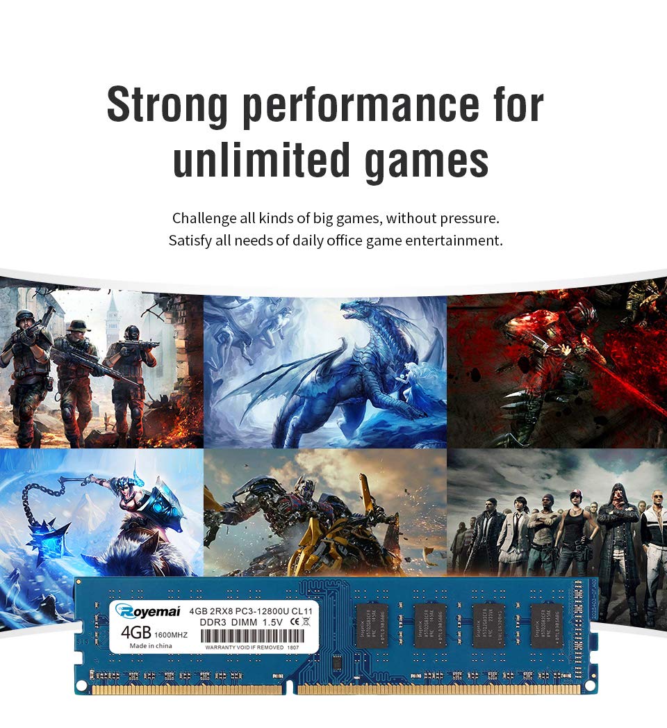 Mémoire RAM 8GB (2x4GB) DDR3 1600MHz Pour PC Fixe - Occasion Fonctionnelle