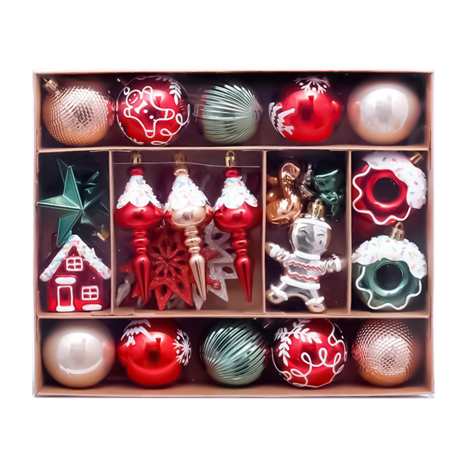 Crochet facile pour cet ensemble d'ornements de Noël rigide de 30x25x6cm