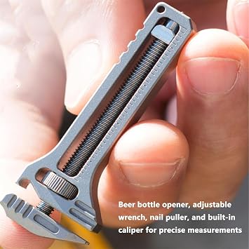 Compact Titanium Multitool, Portable Mini Multitool Wrench, Adjustable Wrench Alloy Tool with Bottle Opener, Nail Puller, and Caliper, for Home, Camping, and DIY Projects (3pcs)