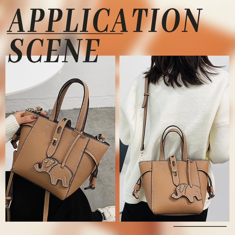 WADORN DIY Leather Tote Bag Making Kit - PU Leather Craft Sewing Handbag Making Sets - All Accessories for Gift, 10.2x4.7x7 in, Camel